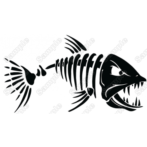 Angry Fish Skeleton Iron On Transfer Vinyl HTV by www.shopironons.com